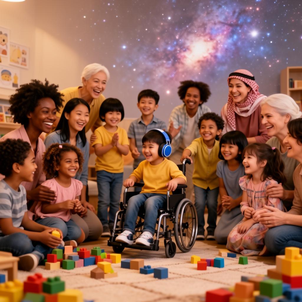 Caregiver and child exploring a fiber-optic sensory curtain