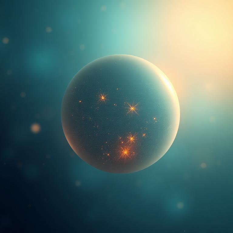 Soft glowing orb learning companion floating in a calm cosmic environment